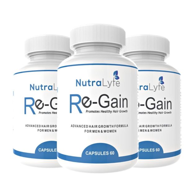 Nutralyfe Regain 100% Natural & Herbal Supplement for Hair Loss - 60 Veg  Capsules, Pack of 3
